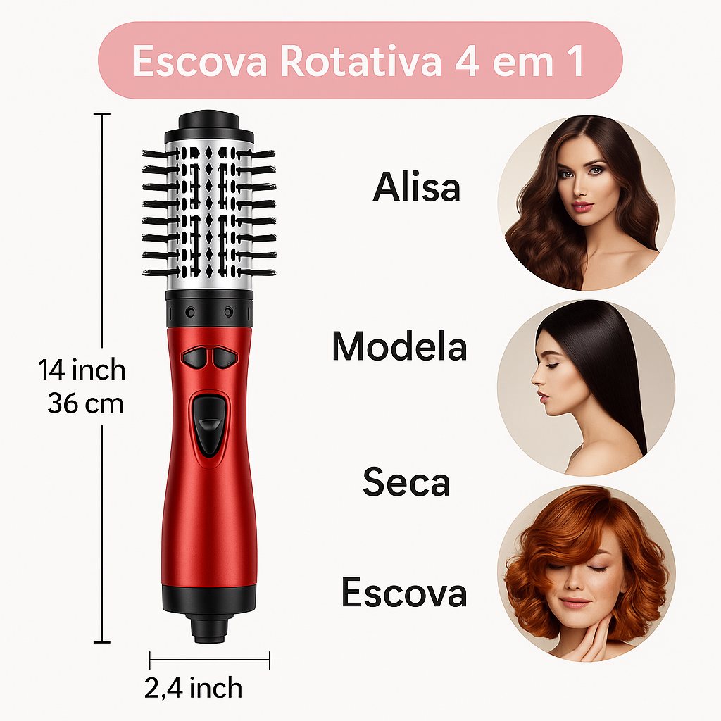 Escova Rotativa Elétrica Secador de cabelo Profissional